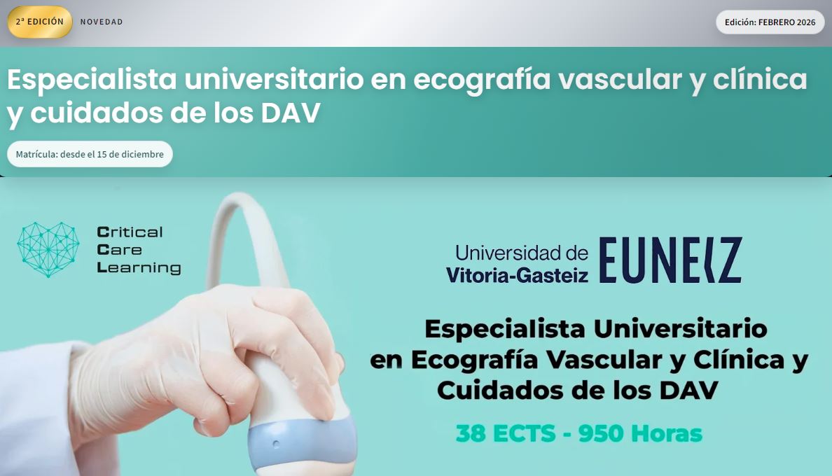 BECAS ANTIGUOS ALUMNOS ESPECIALISTAS EN ECOGRAFÍA VASCULAR Y CLÍNICA Y CUIDADO DE LOS DAV