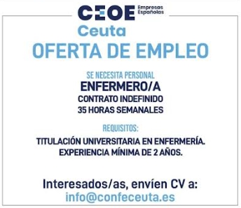 OFERTA DE EMPLEO PARA ENFERMER@ EN CEUTA