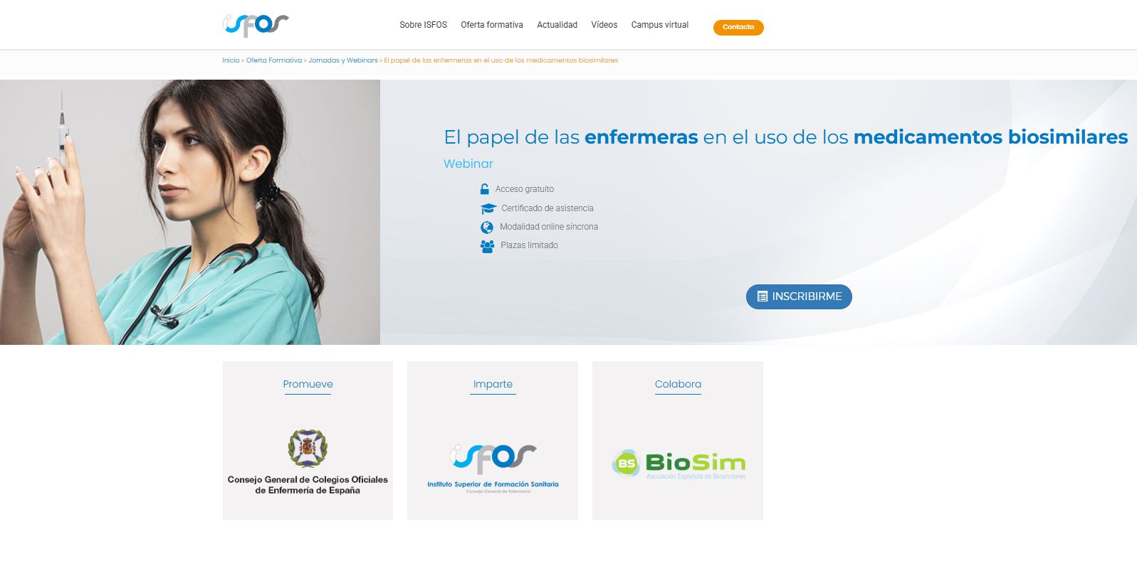 Webinar El papel de las enfermeras en el uso de los medicamentos biosimilares