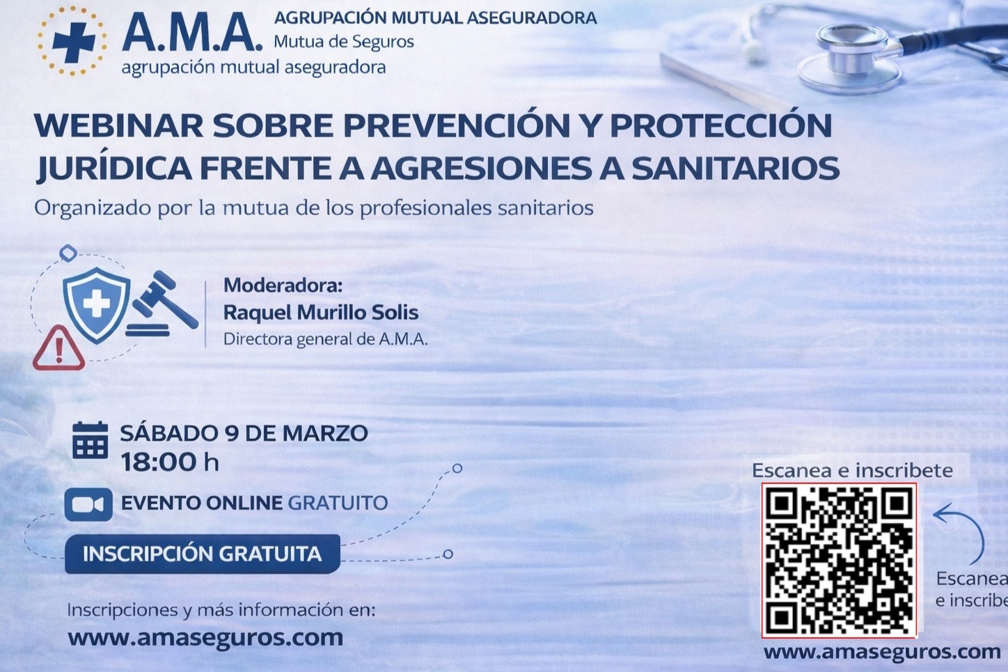 A.M.A. organiza un webinar sobre prevención y protección jurídica frente a agresiones a sanitarios