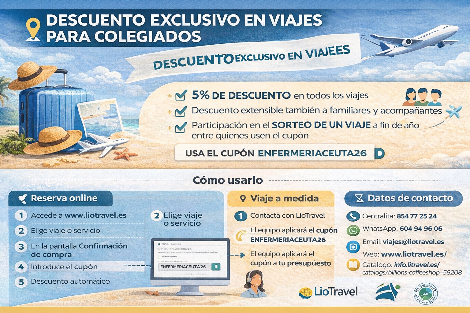 NUEVO ACUERDO CON LIOTRAVEL, DESCUENTOS EXCLUSIVOS EN VIAJES PARA COLEGIADOS