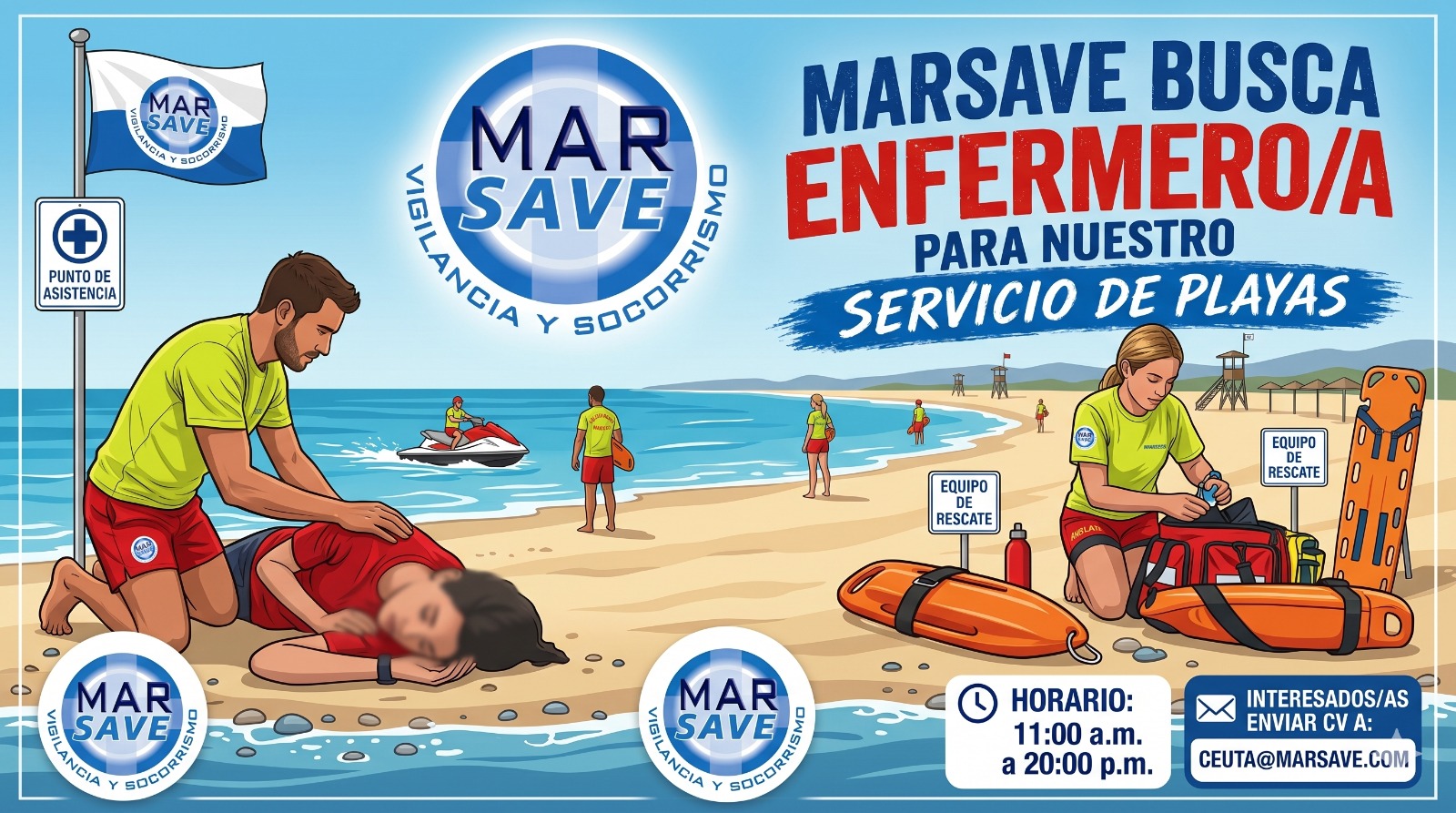 MARSAVE BUSCA ENFERMERO/A PARA REFORZAR EL SERVICIO DE PLAYAS DE CEUTA