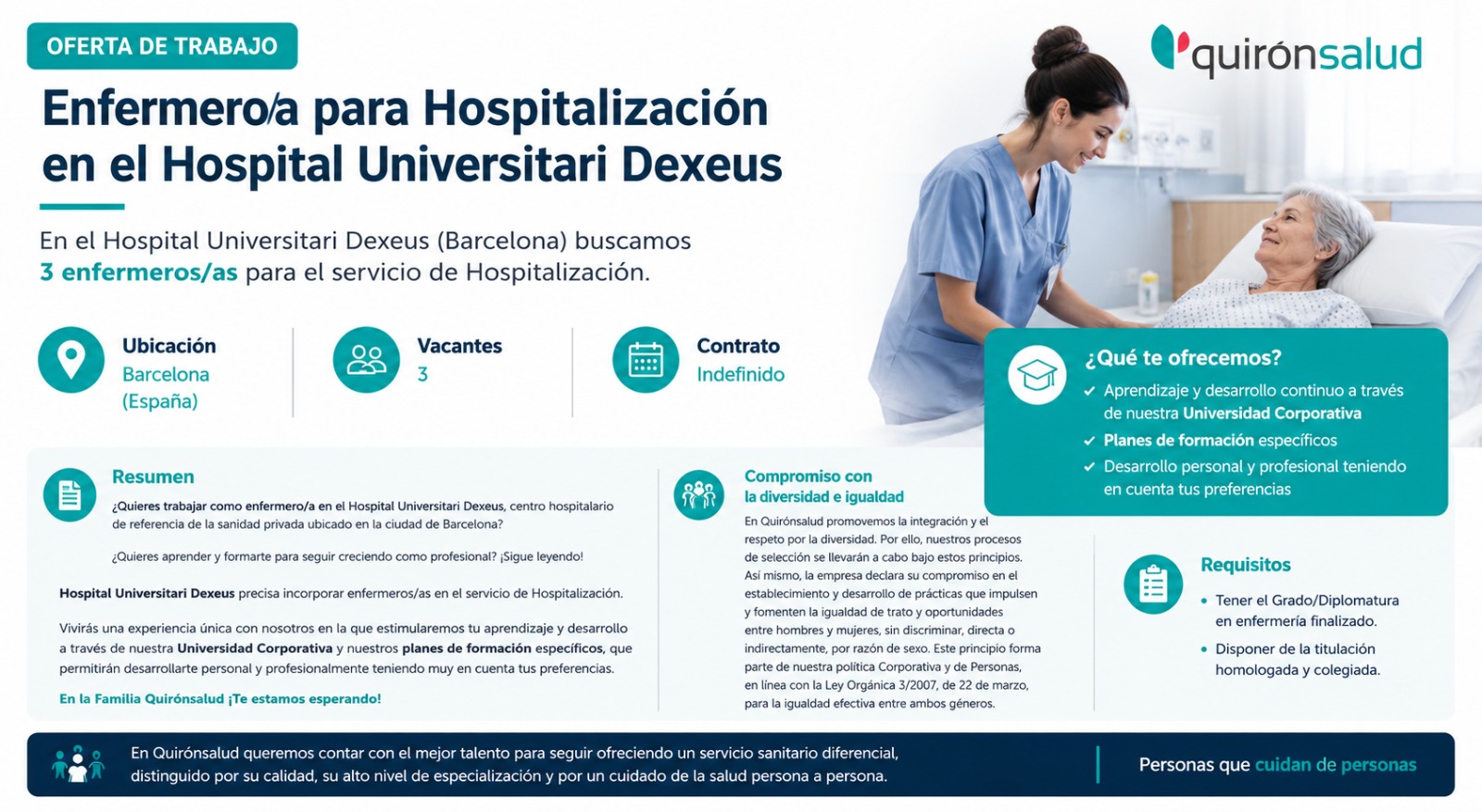 QUIRONSALUD OFERTA DE EMPLEO EN HOSPITAL UNIVERSITARIO DEXEUS