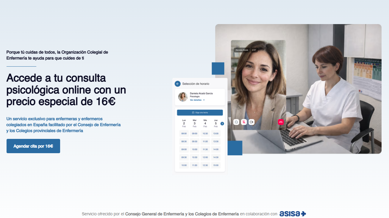 La Organización Colegial de Enfermería pone a disposición de las enfermeras españolas una consulta psicológica online exclusiva
